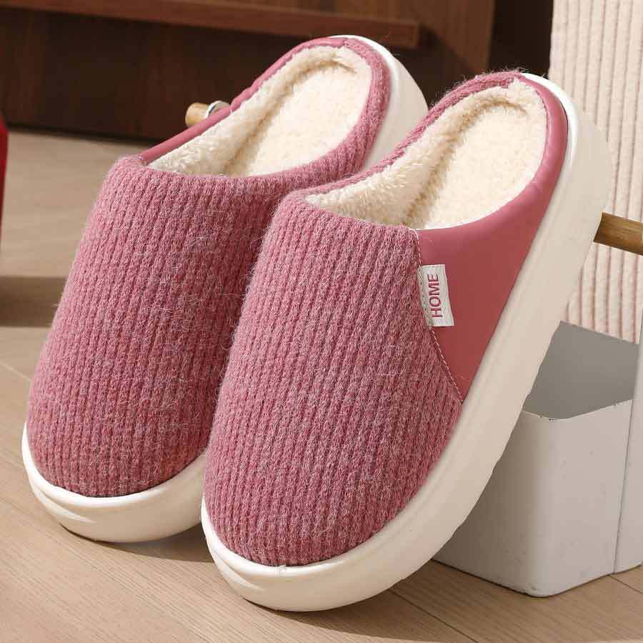 Rose plush house slippers