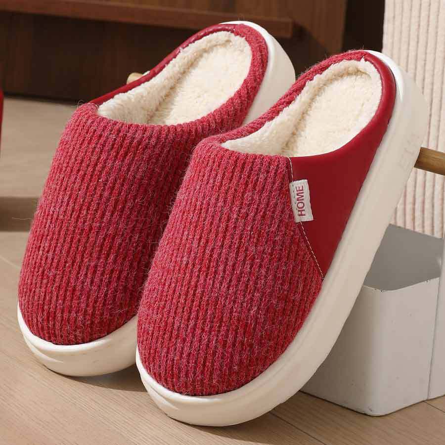 Red plush house slippers